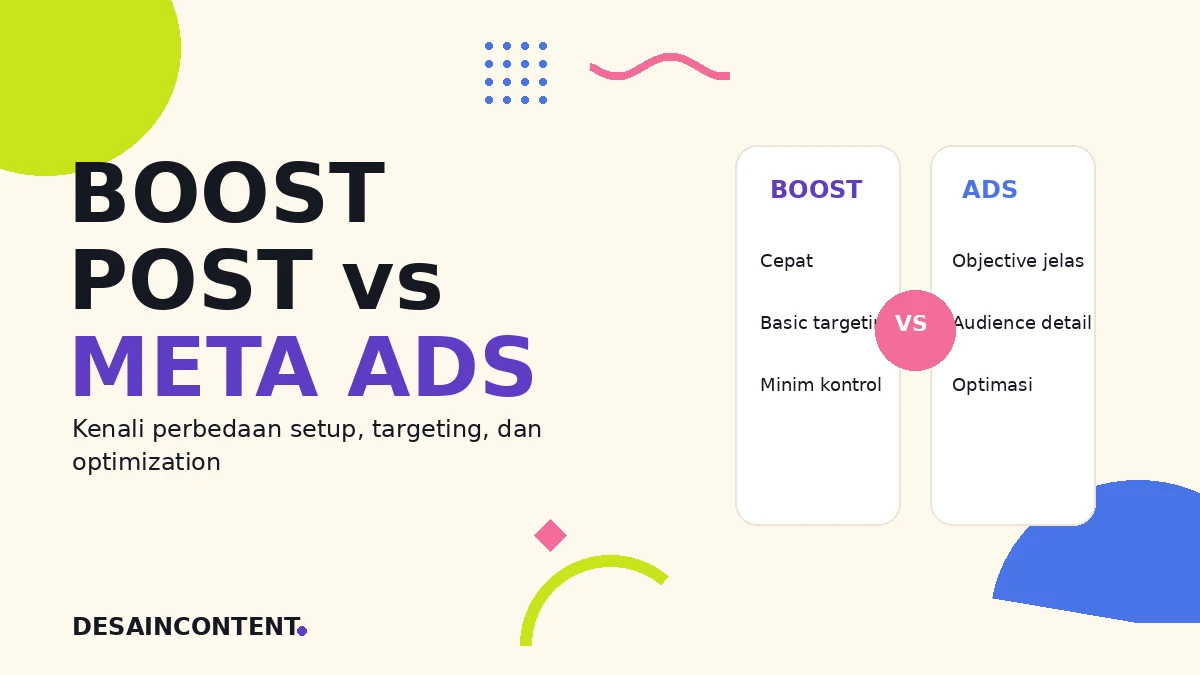Ilustrasi perbedaan boost post dan Meta Ads