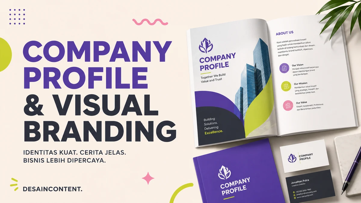 Ilustrasi visual branding dan company profile bisnis