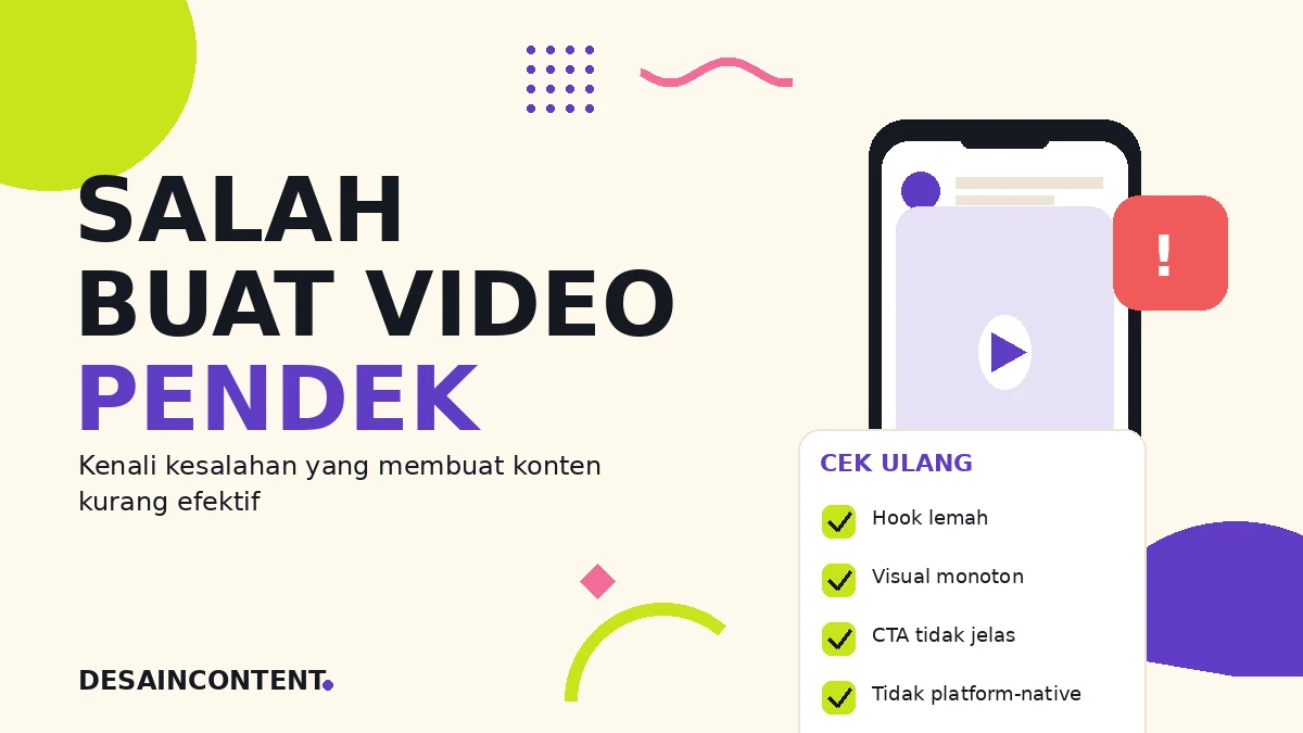 Ilustrasi kesalahan umum dalam konten video pendek bisnis