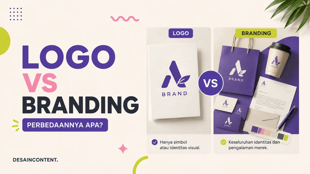 Ilustrasi perbedaan logo dan branding untuk bisnis
