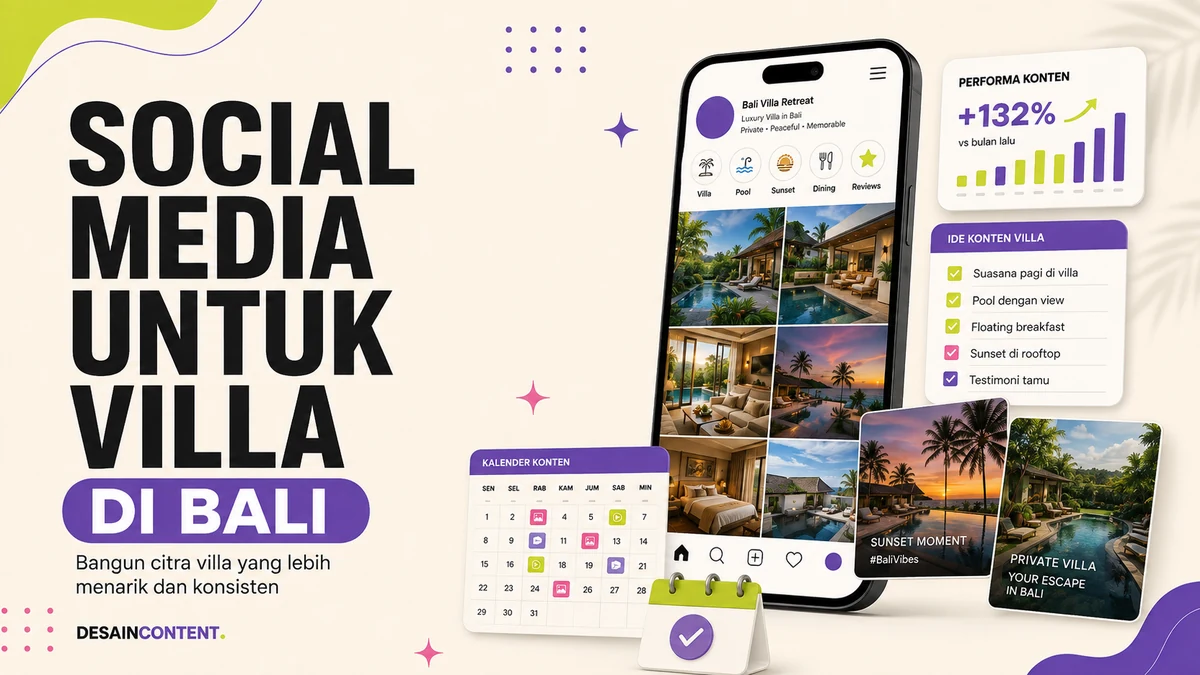 Ilustrasi social media management untuk villa di Bali