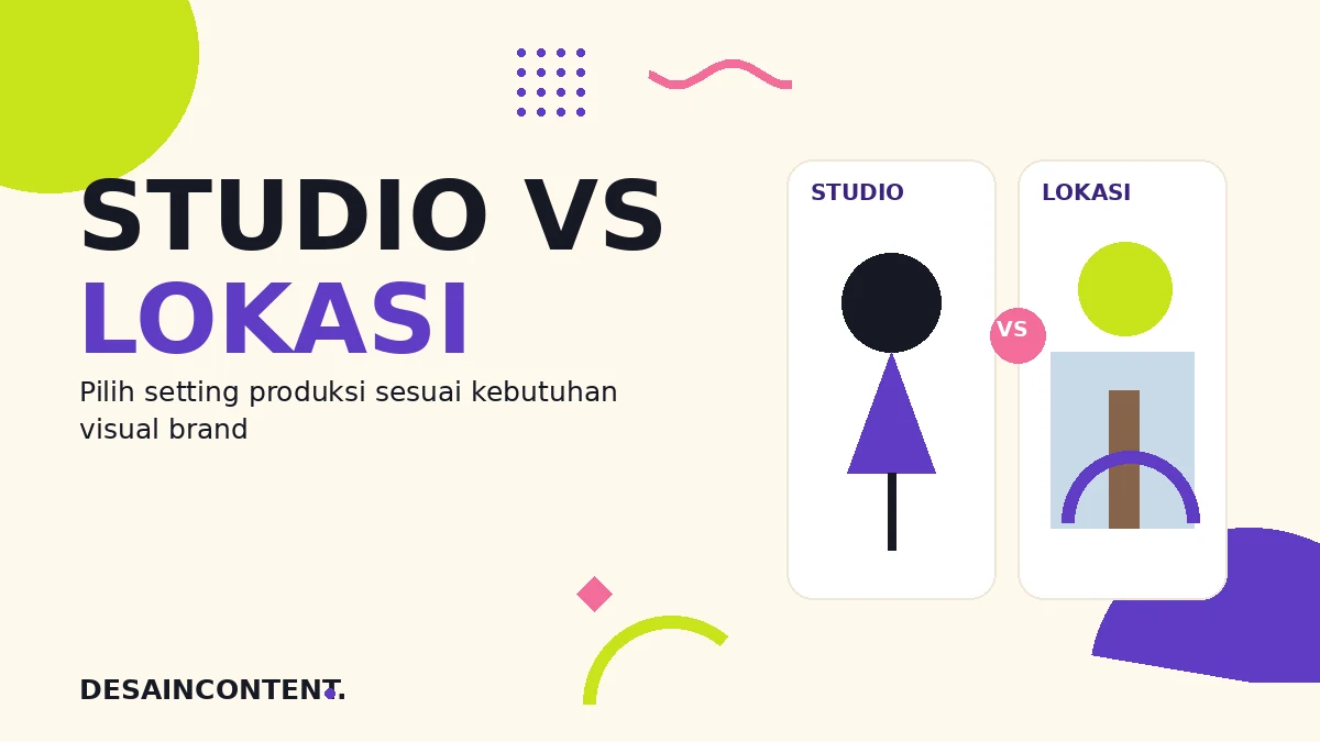 Ilustrasi perbandingan foto produk di studio dan lokasi